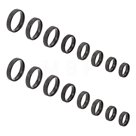 16Pcs 8 Size 201 Stainless Steel Textured Plain Band Rings Set for Women RJEW-UN0002-77EB-1