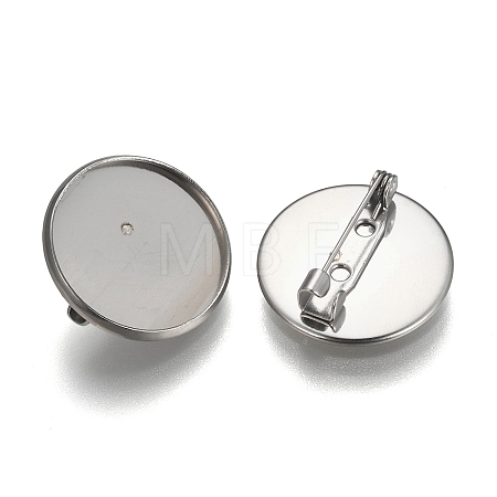 Tarnish Resistant 304 Stainless Steel Brooch Base Settings STAS-F191-04P-20mm-1