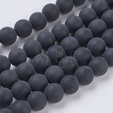 Black Agate Gemstone Beads Strands G-G447-4A-1