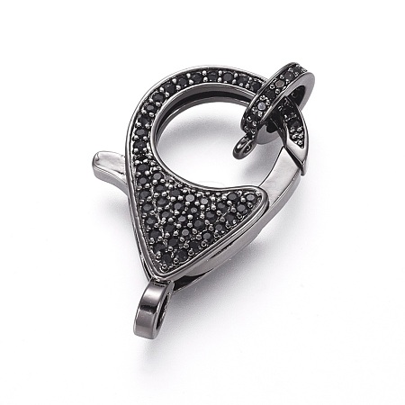 Brass Micro Pave Cubic Zirconia Lobster Claw Clasps ZIRC-F109-07B-1