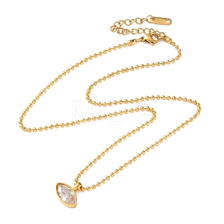 304 Stainless Steel Pave Clear Cubic Zirconia Geometric Pendant Necklaces for Women SA-CBA8C9C-11C-G-1
