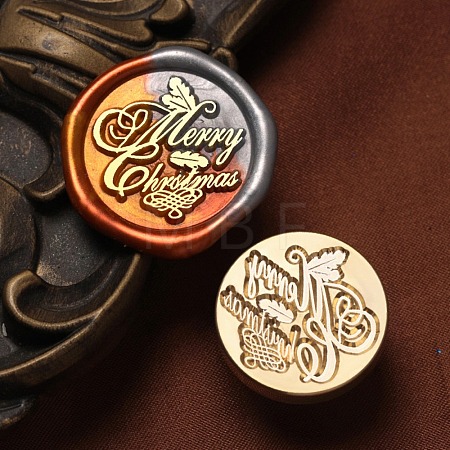 Merry Chrstmas Wax Seal Brass Stamp Heads LS-AJEW-M038-01S-G-1