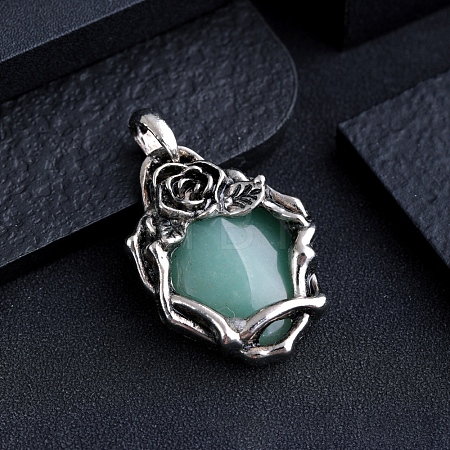Natural Green Aventurine Pendants PW-WGC9437-02-1