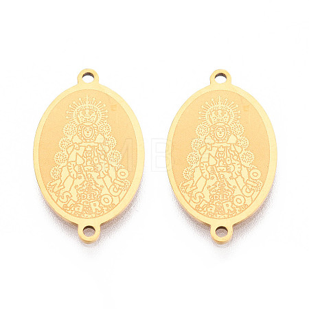 Religion 201 Stainless Steel Oval with Virgin Links Connector Charms STAS-T073-53D-G-1