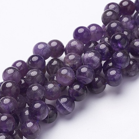 Round Amethyst Beads Strands X-GSR10mmC062-1