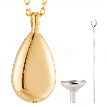 Teardrop 201 Stainless Steel Memorial Urn Ashes Pendant Necklaces DIY-CN0003-40G-1