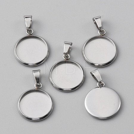 10Pcs 304 Stainless Steel Pendant Cabochon Settings LS-STAS-WH0029-97B-P-1