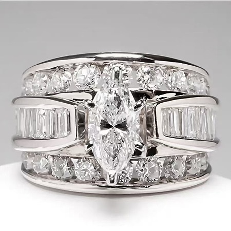 Horse Eye Alloy with Crystal Rhinestone Finger Rings FS-WG251C3-07-1