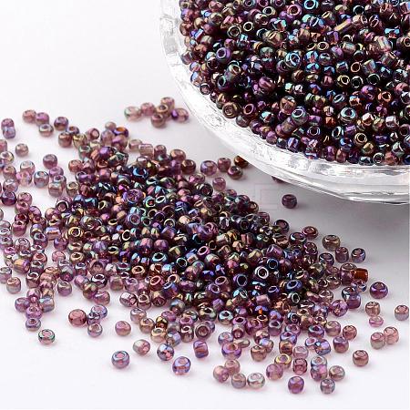 Round Transparent Colors Rainbow Glass Seed Beads X-SEED-A007-2mm-176-1