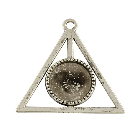 Tibetan Style Alloy Triangle Deathly Hallows Pendant Cabochon Settings TIBEP-322-AS-LF-1