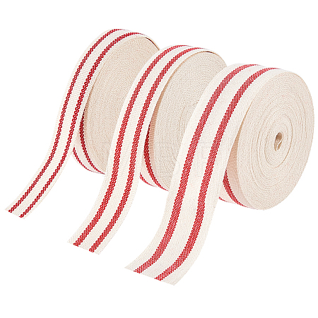 3Rolls 3 Styles Polyester Stripe Ribbon OCOR-ME0001-94-1