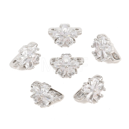 SHEGRACE Flower Brass Micro Pave Clear Cubic Zirconia Spacer Bars XGRQ5K154-827P-1