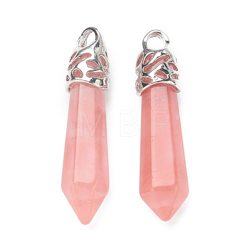 Bullet Cherry Quartz Glass Pointed Pendants G-E332-C30-1