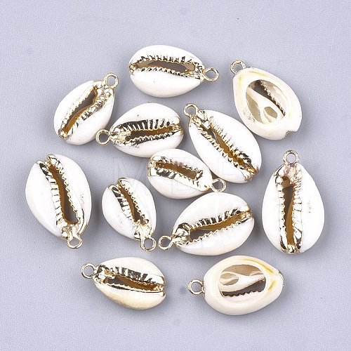 Electroplate Cowrie Shell Pendants SHEL-S266-04A-1