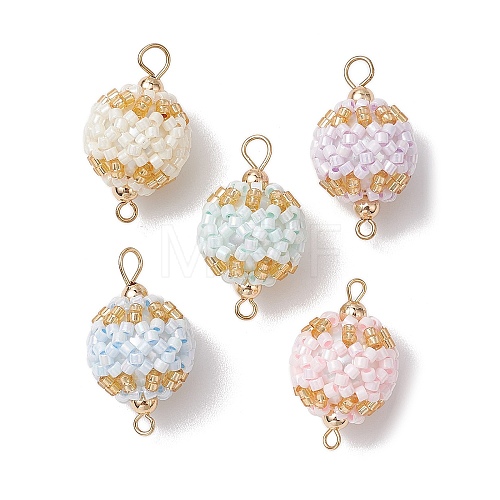 Seed Beads Loom Round Link Connector Charms PALLOY-MZ00377-1