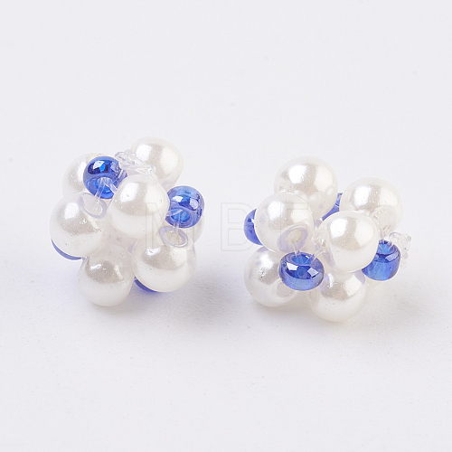 Imitation Pearl and Glass Beads Woven Beads LAMP-K032-B02-1