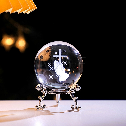 Inner Carving Glass Crystal Ball Diaplay Decoration PW-WGD9143-10-1