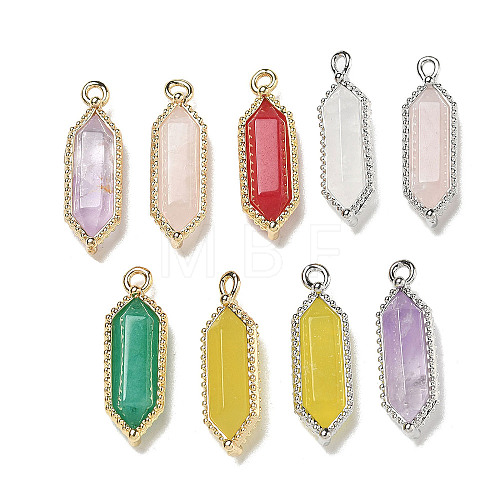 Natural Mixed Stone Faceted Double Terminal Pointed Pendants G-G181-05-1