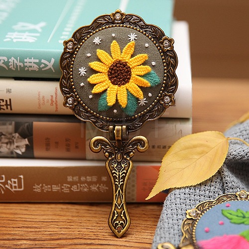 Sunflower Pattern DIY Folding Mirror Embroidery Kit PW22112498987-1