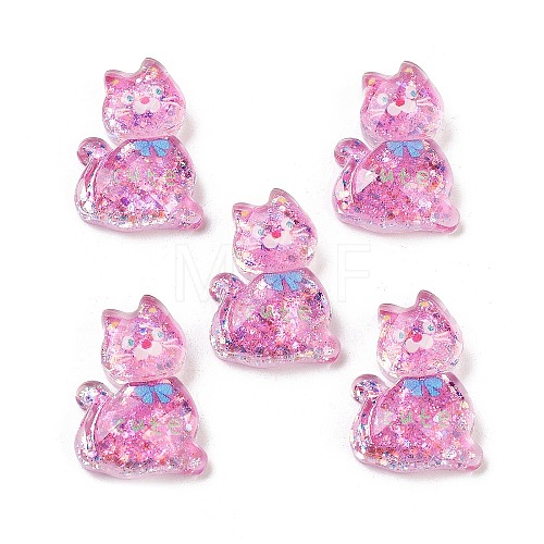 Transparent Resin Bowknot Kitten Decoden Cabochons RESI-M045-07B-1