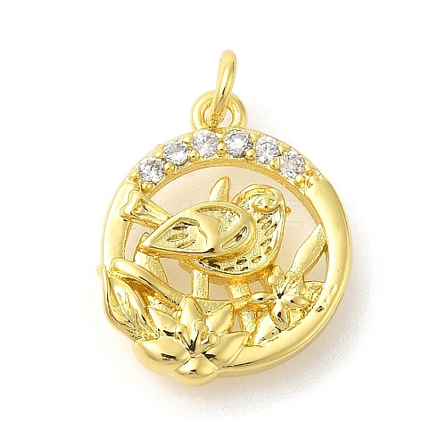 Rack Plating Brass Micro Pave Cubic Zirconia Pendants KK-S396-53G-1