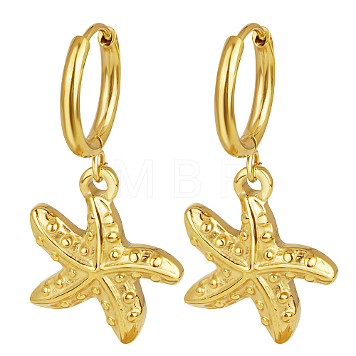 Summer Beach Starfish Stainless Steel Huggie Hoop Dangle Earrings for Women WM0580-5-1