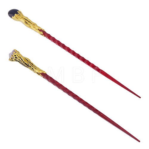 DICOSMETIC 2Pcs 2 Styles Natural Obsidian & Amethyst Magic Wand DJEW-DC0001-10D-1