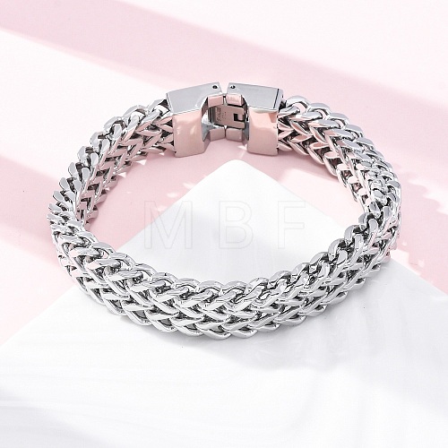 304 Stainless Steel Wheat Chain Bracelets for Women Men BJEW-R018-12P-1