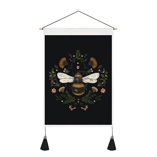 Bees Pattern Polyester Wall Hanging Tapestry PW-WG0A325-01-1