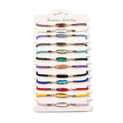 12Pcs 12 Colors Polyester Bracelets BJEW-P340-13B-G-1