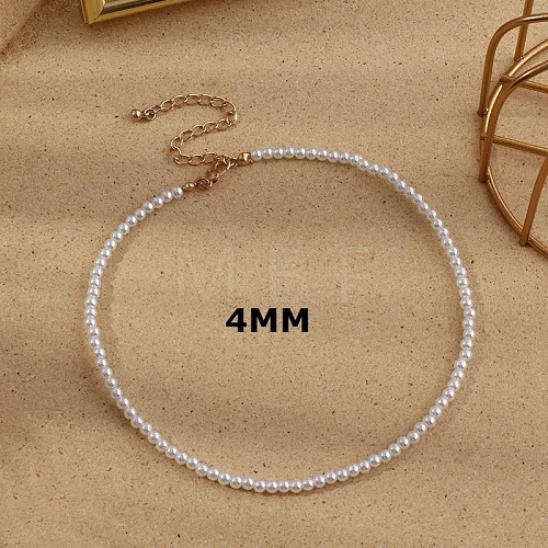 Plastic Imitation Pearl Round Beaded Necklaces for Women WGF0340-07-1