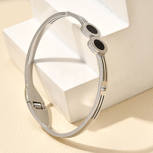 304 Stainless Steel Hinged Enamel Bangles for Women BJEW-F474-44P-1