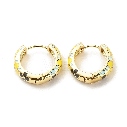 Flower Enamel Hoop Earrings EJEW-G290-03G-B-1