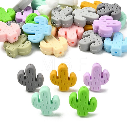 24Pcs 12 Colors Cactus Silicone Beads SIL-YW0001-20-1