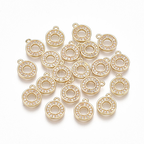 Brass Cubic Zirconia Charms KK-S348-330O-1