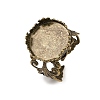 Adjustable Antique Bronze Tone Filigree Brass Ring Component Cabochon Settings X-KK-G020-A-3