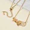 304 Stainless Steel Enamel White Daisy Flower and Heart Pendant Cable Chain Necklaces for Women NJEW-K309-01G-3