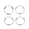 Natural Gemstone & Cultured Freshwater Pearl Cube & Rice Beaded Stretch Bracelets for Women BJEW-JB13390-2