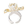 Fleur-de-lis Alloy Open Cuff Rings for Women RJEW-K277-01S-4