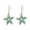 Glass Pearl & Synthetic Hematite Beaded Flower Dangle Earrings EJEW-JE05251-2