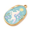Printed 304 Stainless Steel Enamel Pendants SA-CBAB1B6-03G-04-2