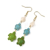 Dyed Tortoise Synthetic Turquoise Dangle Earrings EJEW-JE07362-03-4