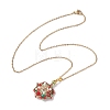 Christmas Theme Flower Glass Seed Beads & Rhinestone Pendant Necklaces NJEW-MZ00045-4