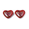 Flower Printed Opaque Acrylic Heart Beads SACR-S305-28-I03-2