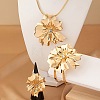 Flower Alloy Rhinestones Pendant Necklaces & Rings & Cuff Bangles Sets for Women FS-WG14933-01-3