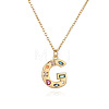 Brass Pave Colorful Cubic Zirconia Initial Pendant Necklaces for Women FS-WG02860-07-1