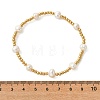 Brass & Natural Cultured Freshwater Pearl Beaded Stretch Bracelets for Women BJEW-JB13736-4