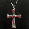 Platinum Alloy Rhinestone Cross Pendant Necklaces LS-NX3454-9-1