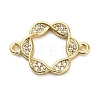 Brass Micro Pave Clear Cubic Zirconia Hollow Flower Connector Charms KK-L229-058G-1