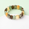 Oval Natural Pyrite & Green Aventurine & Tiger Eye & Quartz Crystal Beads Stretch Bracelets for Unisex BJEW-Z149-05B-2